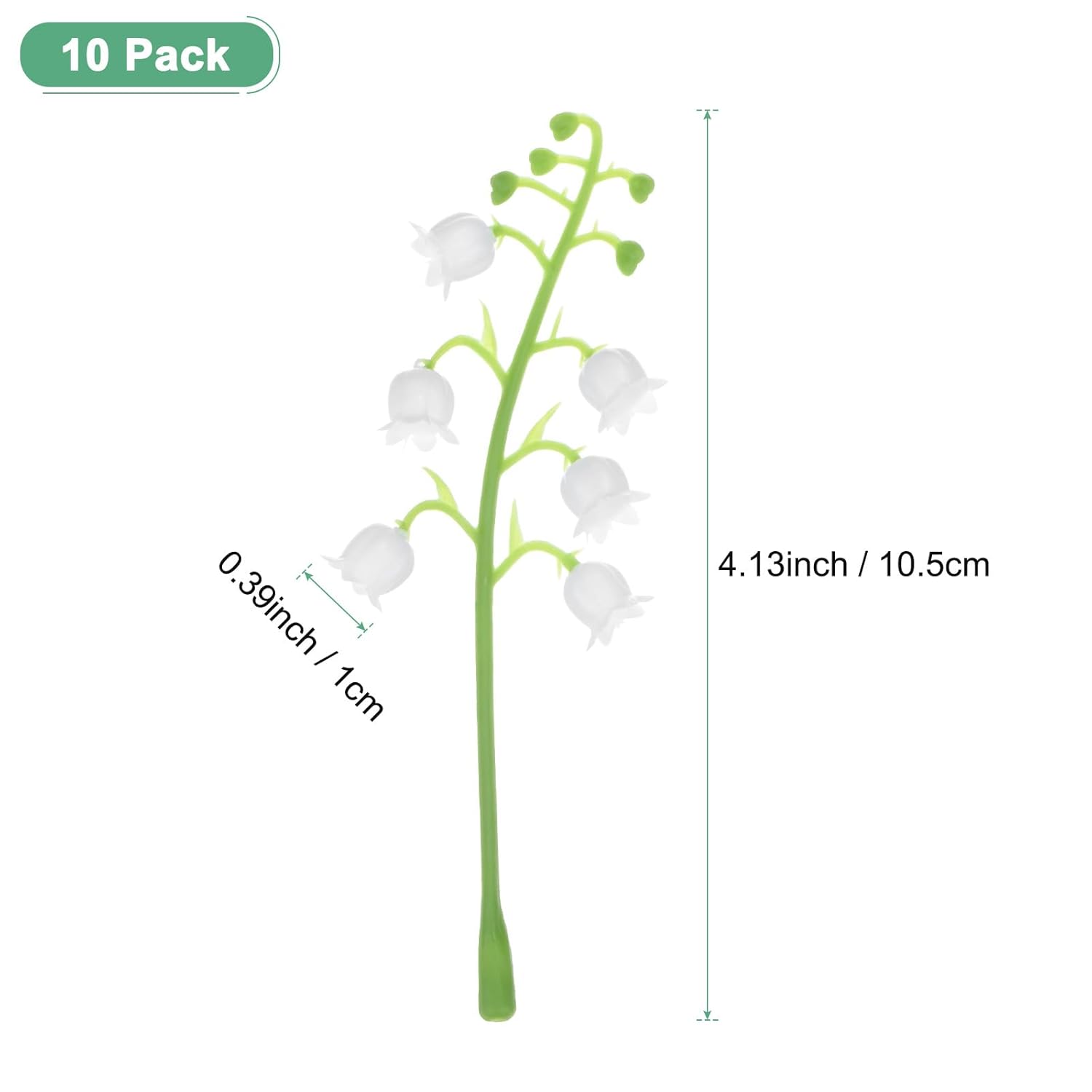 10-Pack Artificial Flower With Stems, Fake Lily Of The Valley Flowers Leaf For Diy Flower Garland/Wedding Decoration/Photo Props, Faux Floral Leaves [White Green]