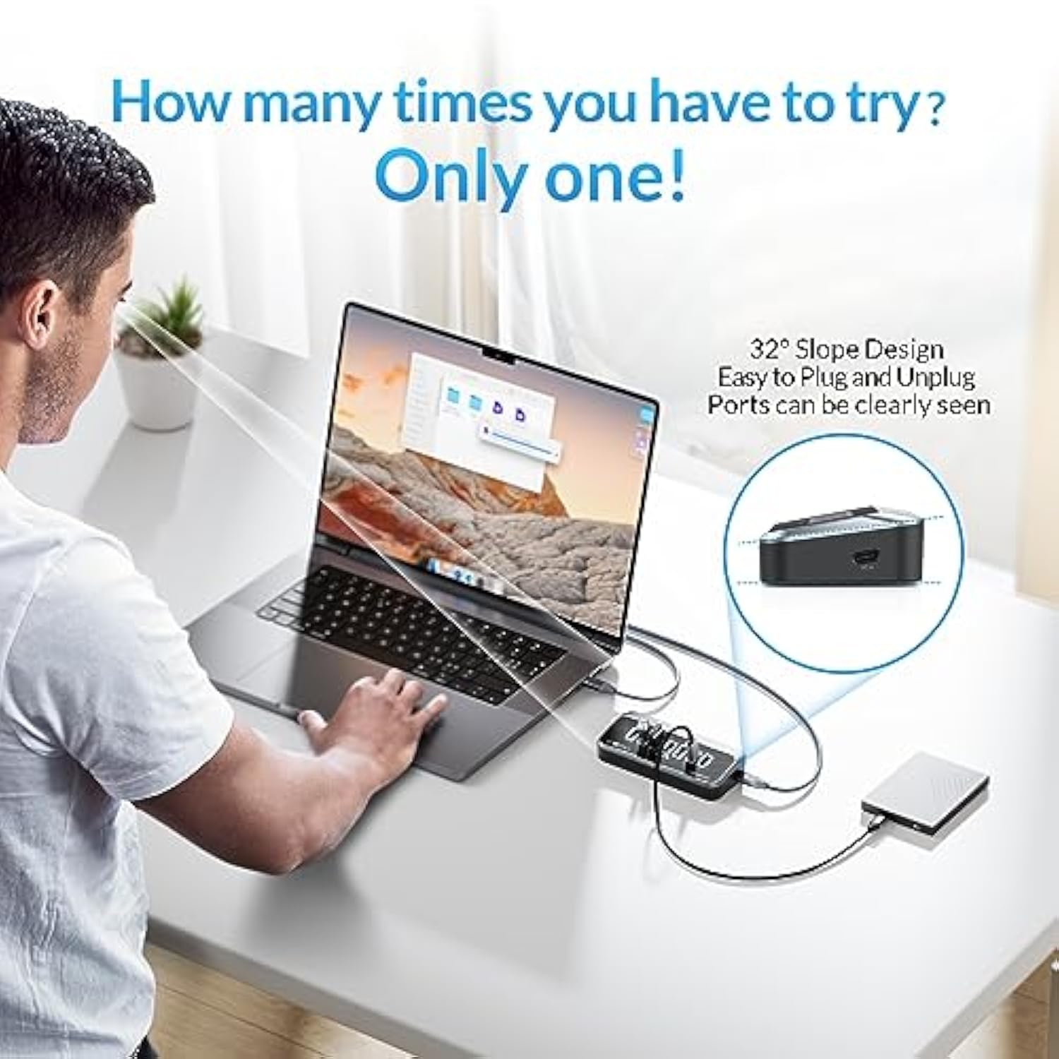Usb Hub For Laptop, Usb Splitter With 7 Port Usb 3.2 10Gbps Transfer, Usb Port