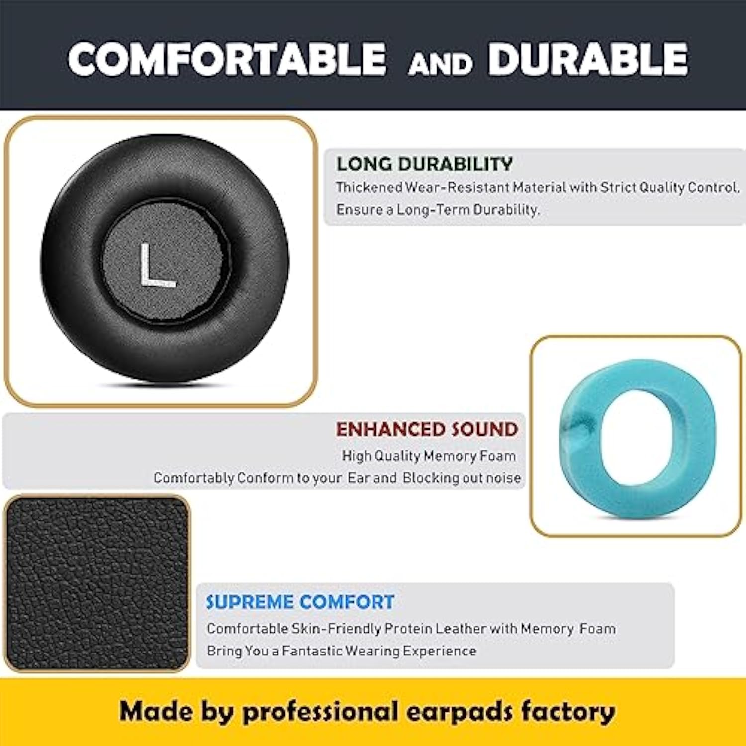 Earpads Replacement Cushion Compatible With Akg K240, K241, K270, K271, K272,K550, K551, K553 Headphones Premium Ear Pads With Softer Protein Leather/Memory Foam