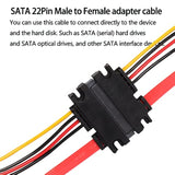 22Pin Sata Power Extension Cable, 2Pack Sata 22Pin (7+15) Male To Female Data