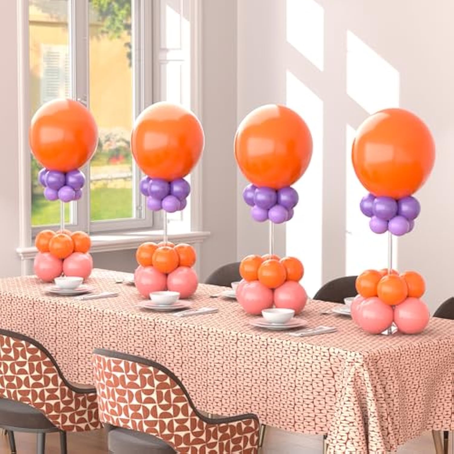 10 Pack Acrylic Balloon Stands For Table, 15.75 Inch Height Balloons Centerpiece For Tables With Base, Balloon Stick Holder For Wedding, Baby Shower, Birthday Party Decoration