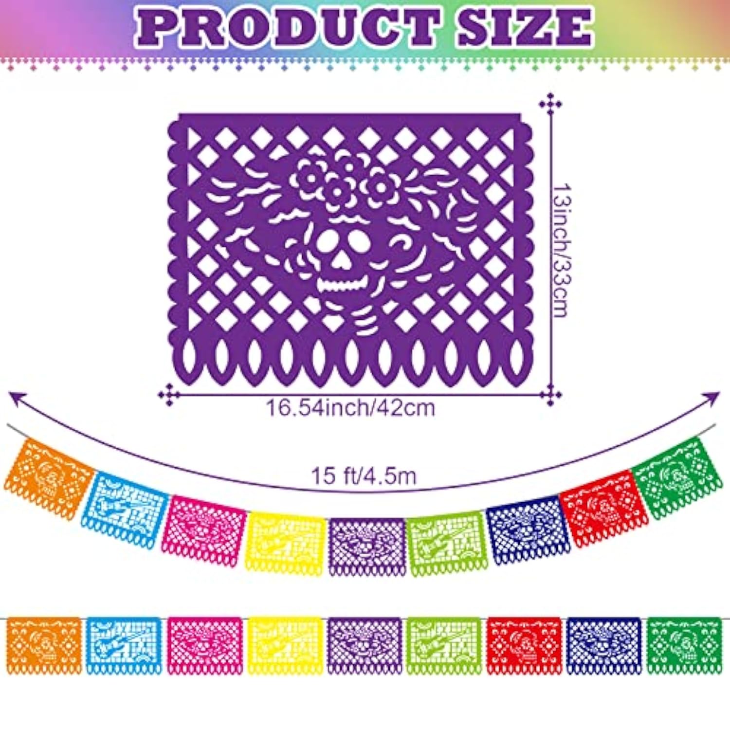 10 Pack Mexican Party Banners Total 170 Feet, Paper Picado Banner Mexican Party Decorations Day Of The Dead Fiesta Decorations For Dia De Los Muertos Decor Supplies