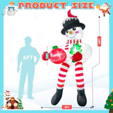 13Ft Christmas Inflatable Snowman Outdoor Decoration, Climbing Snowman Blow Up Yard Decoration, With Cardinal And Led Li