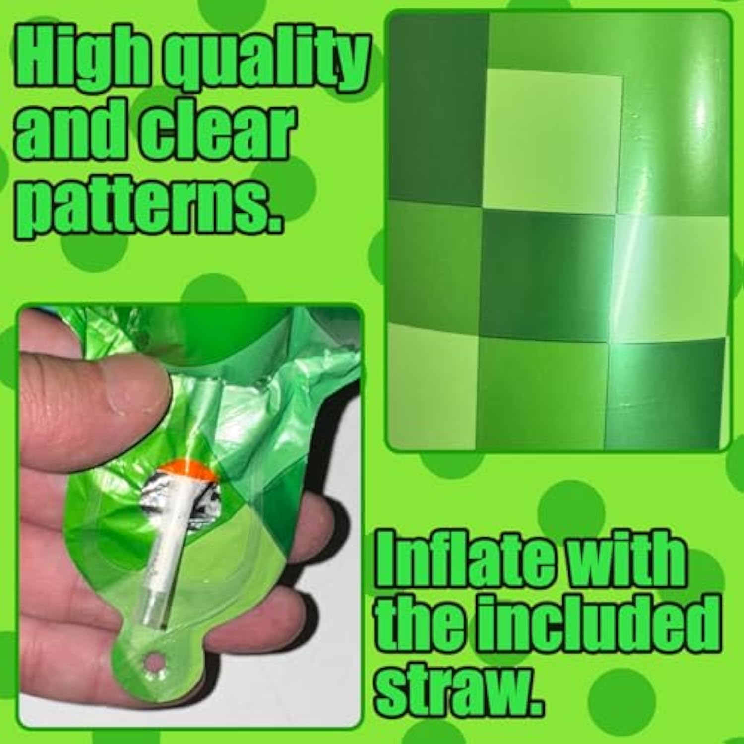 40 Inch Giant Green Pixel Miner Theme Number Foil Balloons Large Mining Number 7 Balloons Party Balloons Birthday Party Decorations Supplies Number 0-9 Available For Kids' Birthday Anniversary Party