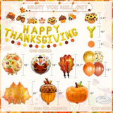 29 Pcs Happy Thanksgiving Balloons Friendsgiving Banner Maple Leaf Turkey Party Decor