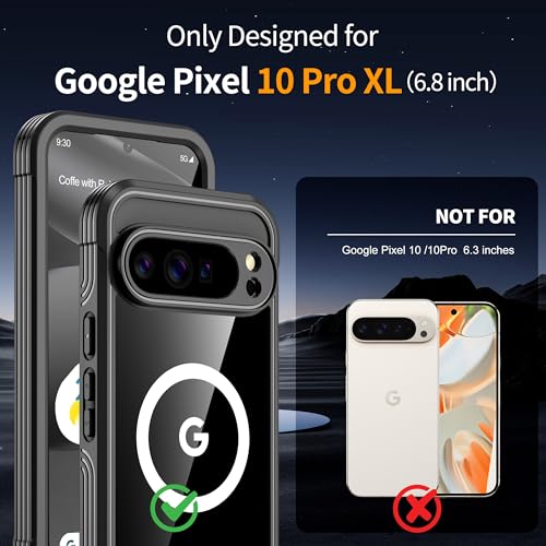 Magnetic For Google Pixel 10 Pro Xl Case, Built-In Hd & Privacy Screen Protector, [Military Grade Protection] Full Body Shockproof Anti Spy Phone Case For Pixel 10 Pro Xl, Black