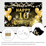 Happy 10th Anniversary Backdrop 6x4ft Cheers to 10 Years Party Banner Decor