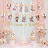 Princess First Birthday Decorations Girl, Princess Theme 1St Birthday Photo Banner Crown Our Little Princess Is Turning One Banner Glitter For 1 Year Old Girl 1St Birthday Party Decorations