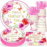 Happy Mother's Day Party Decorations, Mother's Day Party Supplies, Mothers Day Plates and Napkins, Cups and Knives for Mothers Best Mom Ever Themed Parties Serves 24