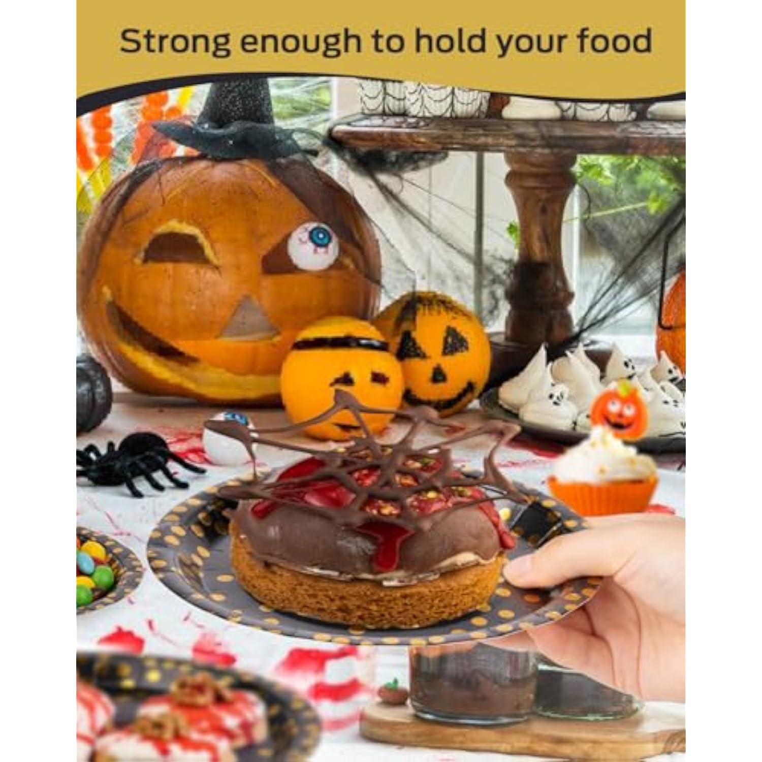 Party Supplies, Serves 50, White And Gold Dots Party Plates And Napkins With Plastic Forks, 7 White Paper Plates, Disposable Tableware For Wedding, Birthday, Graduation, Festivals