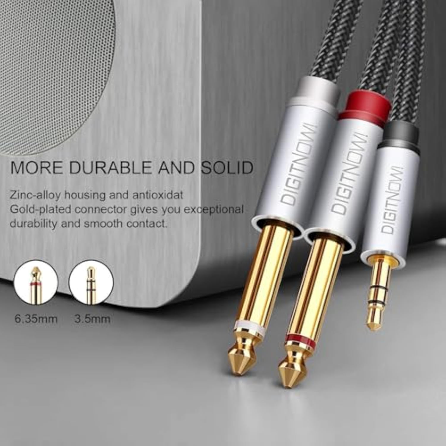 3.5Mm 1/8" Trs To Dual 6.35Mm 1/4" Ts Mono Stereo Y-Cable Splitter Cord For Smartphone, Computer, Cd Player, Speakers And Home Systems Amplifier, 6.6Ft