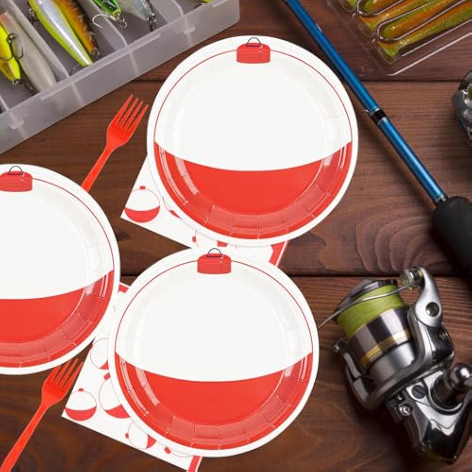 75Pcs Gone Fishing Plates And Napkins Party Decorations, 7Inch Fishing Paper Plates Disposable Tableware Set For Fish Themed Birthday Baby Shower Party Favor Supplies