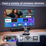 Portable Projector Native 1080P 4K Support, 5G Wifi Bluetooth Movie Projector, Auto Focus 360° Adjustable Stand, Dustproof Home Theater Mini Projector For Indoor Outdoor Use
