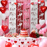 Valentines Party Decorations (2 Packs), 3.3X6.6Ft Love Foil Fringe Curtains Backdrop Red Pink White Tinsel Streamer Galentine’S Day Photo Booth Props For Wedding Anniversary Party Supplies