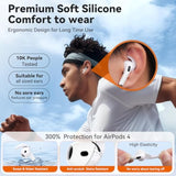 For Airpods 4 Ear Tips 4 Paris Anti-Slip Sport Ear Hooks Soft Silicone Ear Grips Compatible With Apple Airpods 4 For Men Women With Cleaning Pen Kit And Carabiner (White)