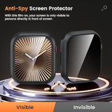 Waterproof Privacy Case For Apple Watch Screen Protector, Anti-Spy Anti-Peep Tempered Glass Face Cover Hard Pc Shockproof Bumper For Apple Watch Series 11/10, 46Mm Matte Black