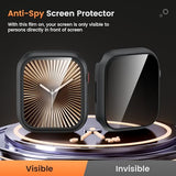 Waterproof Privacy Case for Apple Watch Screen Protector, Anti-Spy Tempered Glass Film iWatch Cover Hard PC Case Bumper for Apple Watch Series 11/10,