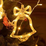 180 Led Christmas Curtain String Lights, 8.3 Ft Linkable Warm White Window Fairy Lights With 12 Reindeer & Bell Pendants