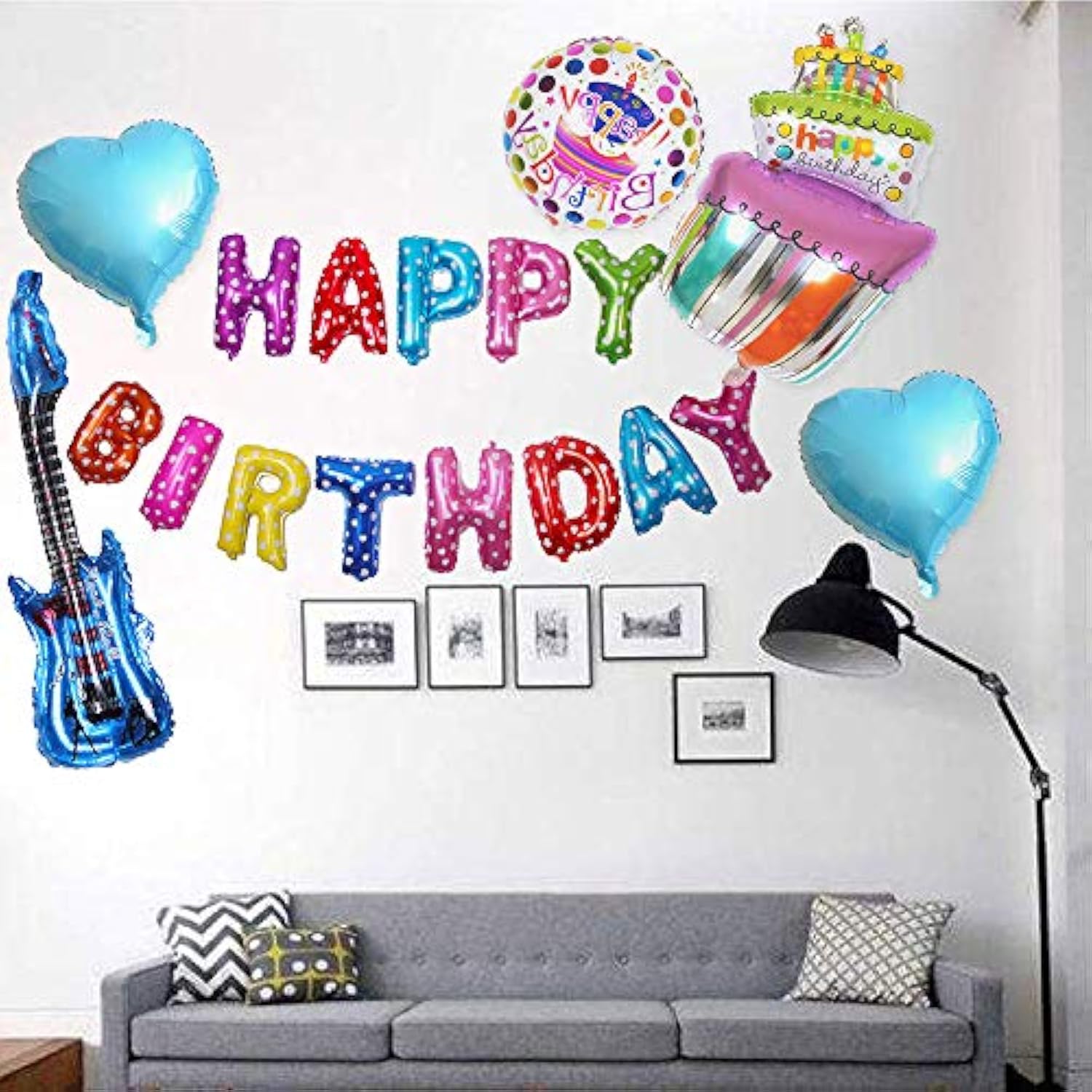 Inflatable Rock Star Toy Set, 7 Pack Inflatable Boom Box Mobile Phone Guitar Bass Party Props For 80'S 90'S Party Decorations, Rock And Roll Party Favors Supplies, Christmas Birthday Party Gifts.