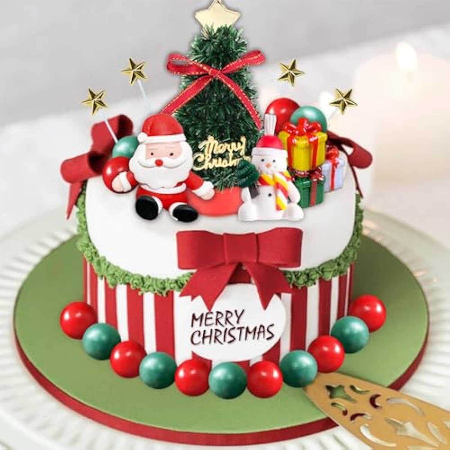 31pcs Christmas Cake Toppers Santa Snowman Tree Xmas Party Decor
