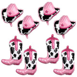 8 Pc Western Themed Party Balloons Cowboy & Cowgirl with Hat and Boot