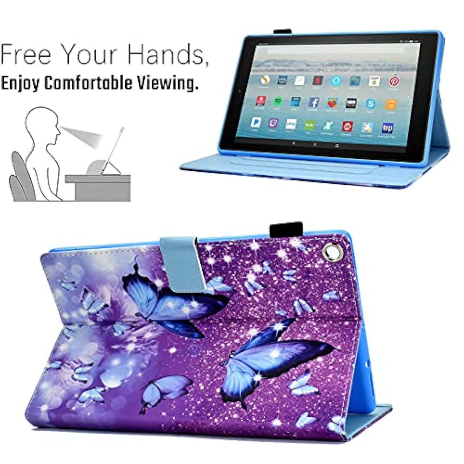 Folio Case For Amazon Fire Hd 8 Tablet (Only Fit 2018 2017 2016 Version,8Th/7T