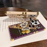 Cute Compatible With Iphone 16 Pro Max Case With Luxury Bling Glitter Butterfly Foldable Stand Kickstand,Girly Soft Pc Mirror Bumper Protective Cover For Women & Girls(Light Gold)