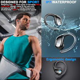 Wireless Earbud, Bluetooth 5.4 Headphones IP7 Waterproof for Sport, 50H Running Wireless Earphones with ENC Noise Cancelling Mic, Deep Bass Over Ear