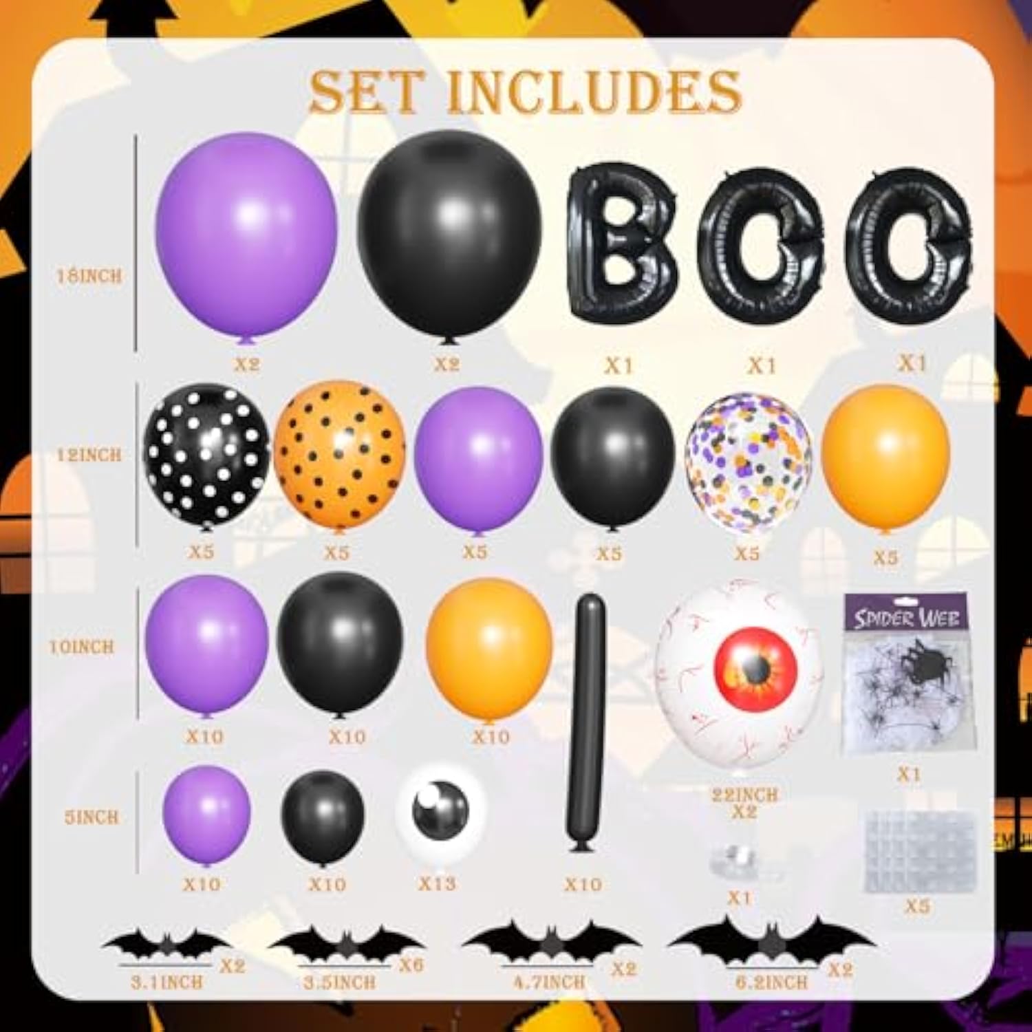 132Pcs Halloween Balloon Arch Kit - Scary Garland with Plastic Bloodshot Eyeballs Decor