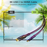 Usb C To Hdmi 2.1 Cable 30 Feet, Usb 3.1 Type C To 8K Hdmi Cable, (8K@60Hz,4K@