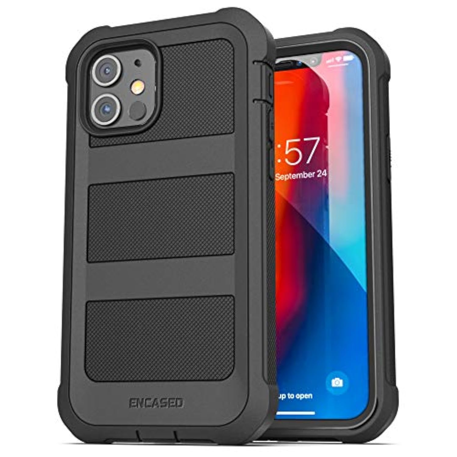 Falcon Armor Designed For Iphone 12 Case With Built-In Screen Protector (Ultra Protective) Full-Body Cover With Belt Clip Holster (Black)