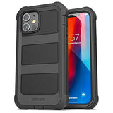 Falcon Armor Designed For Iphone 12 Case With Built-In Screen Protector (Ultra Protective) Full-Body Cover With Belt Clip Holster (Black)