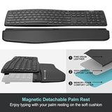 Universal Wave Ergonomic Keyboard With Palm Rest Multi-Device Full Size Wirele