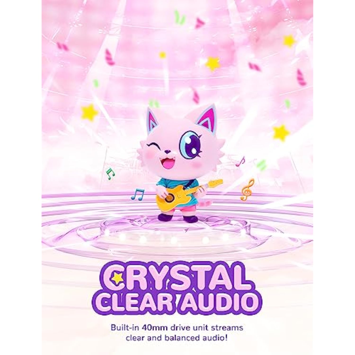 iClever Kids Headphones Cat Ear, LED Light Up, 85dBA Safe Volume, Stereo Sound