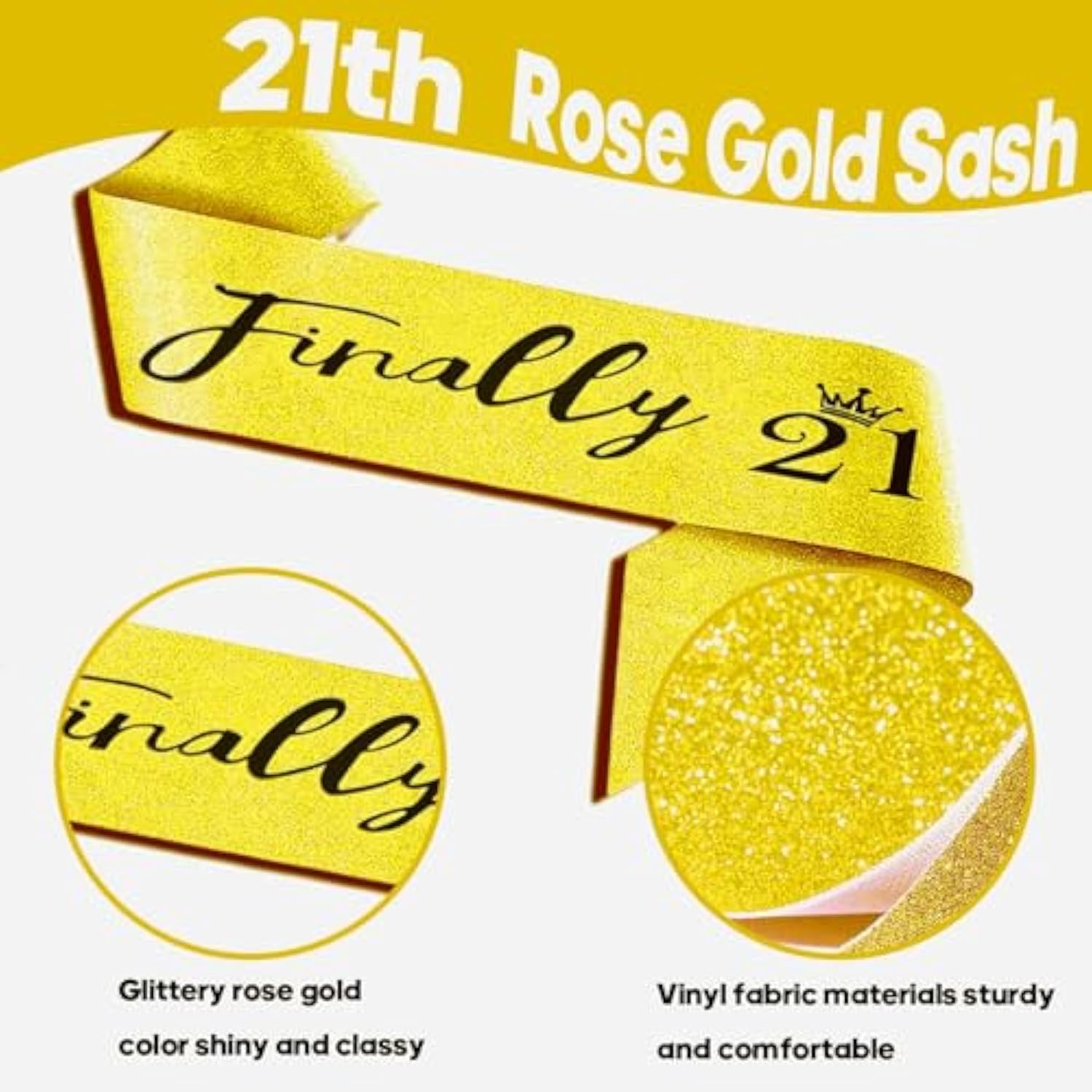 Girls 21St Birthday Decorations Set, Include Crown And Sash, Cake Topper And Candles, Gold Balloons, Party Supplies