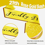 Girls 21St Birthday Decorations Set, Include Crown And Sash, Cake Topper And Candles, Gold Balloons, Party Supplies