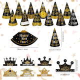 34pcs New Year 2026 Party Supplies Black Gold Hats Glasses and Accessories