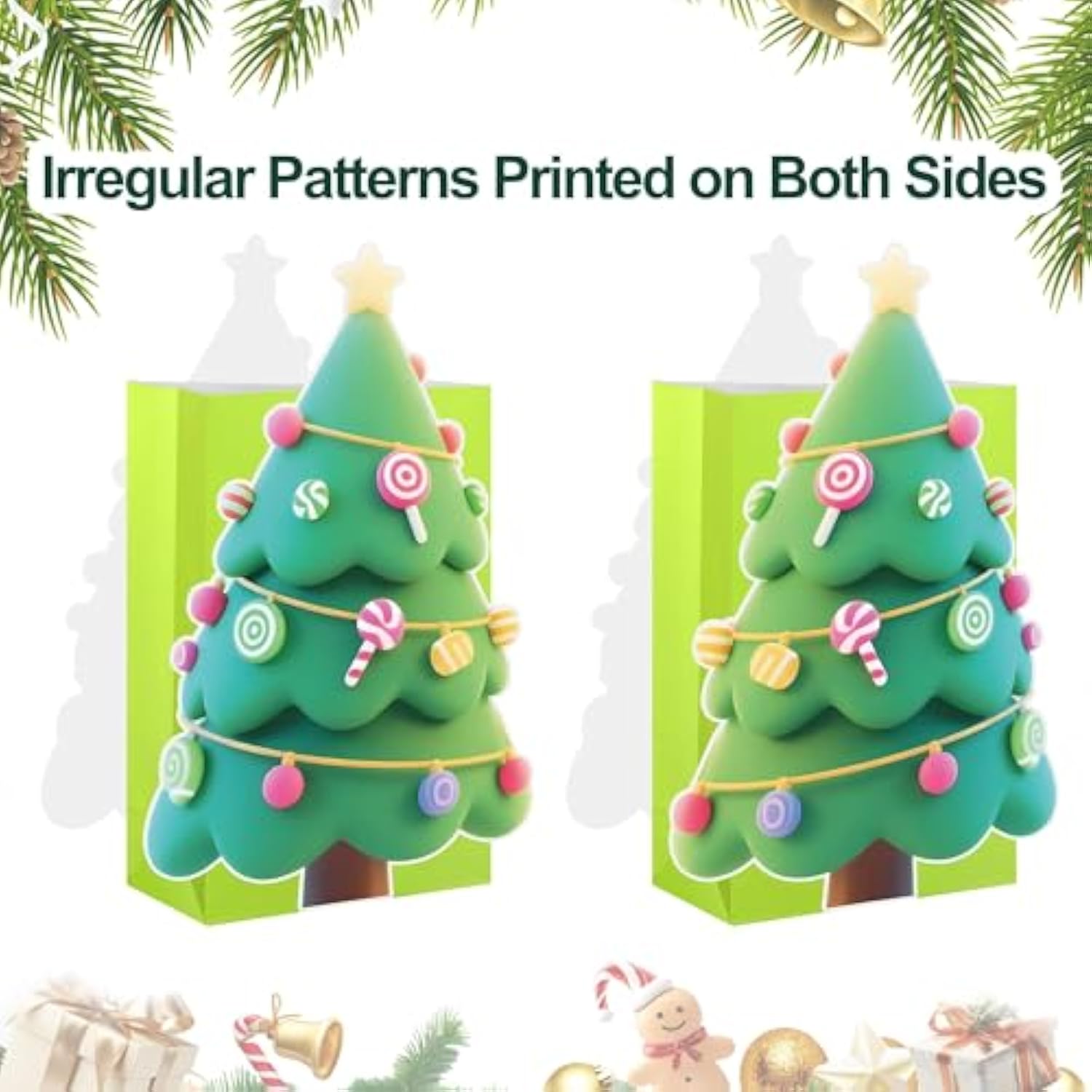 12 Pieces Christmas Treat Gift Bags 8.3 X 5 X 3 Inch Xmas Paper Goodie Candy Bags For Present Wrapping For Xmas Holiday Decor Supplies Classrooms Wedding And Party Favors