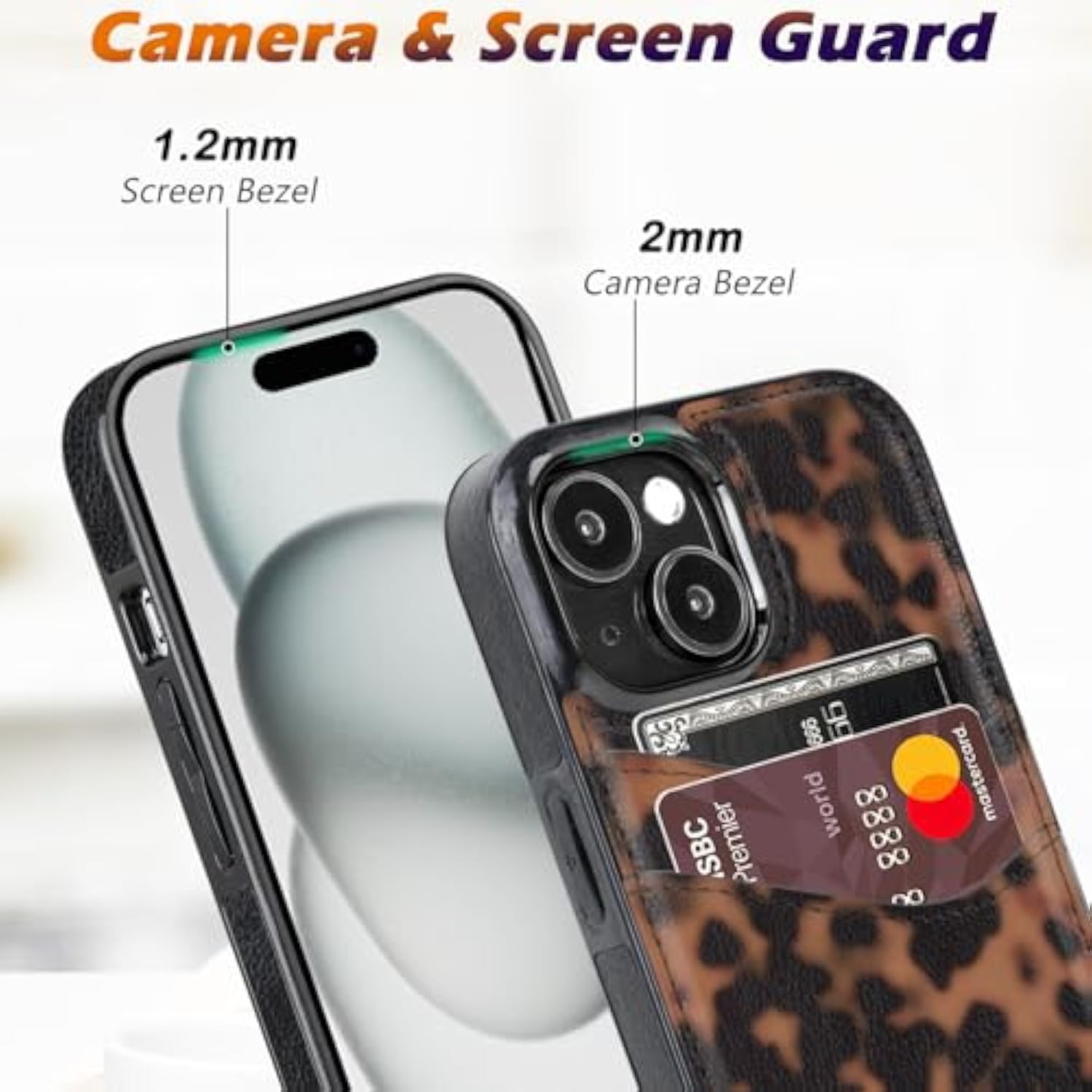 For Iphone 13/14/15 Wallet Case Card Holder Slot Slim Cute Design Soft Leather Protective Phone Case With 2 Credit Card Pockets Cover For 6.1 Inch For Women Men,Turtle Shell