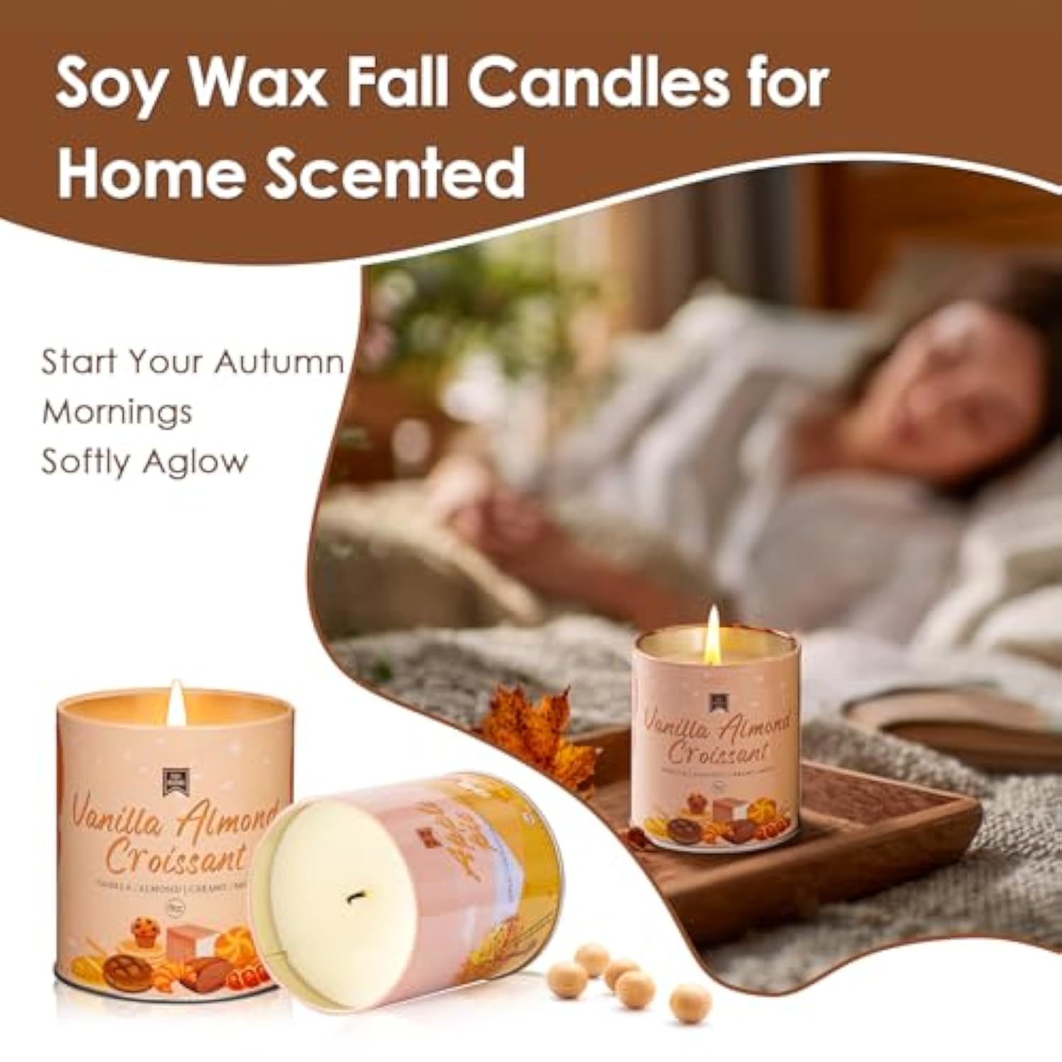 54Oz Winter Fall Scented Candles Set, 6Pack Soy Wax Candles House Warming Halloween Christmas Gifts, 9Oz Halloween Chirstmas Candles For Women Men Apple Pie/Cinnamon/Pumpkin/Vinilla/Hot Cocoa Candle