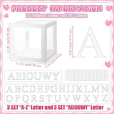 12 Pcs Transparent Balloon Boxes Clear Balloon Boxes With 99 Letters For Baby Shower Gender Reveal Grad Birthday Party Bridal Wedding Anniversary Backdrop Decoration (White)
