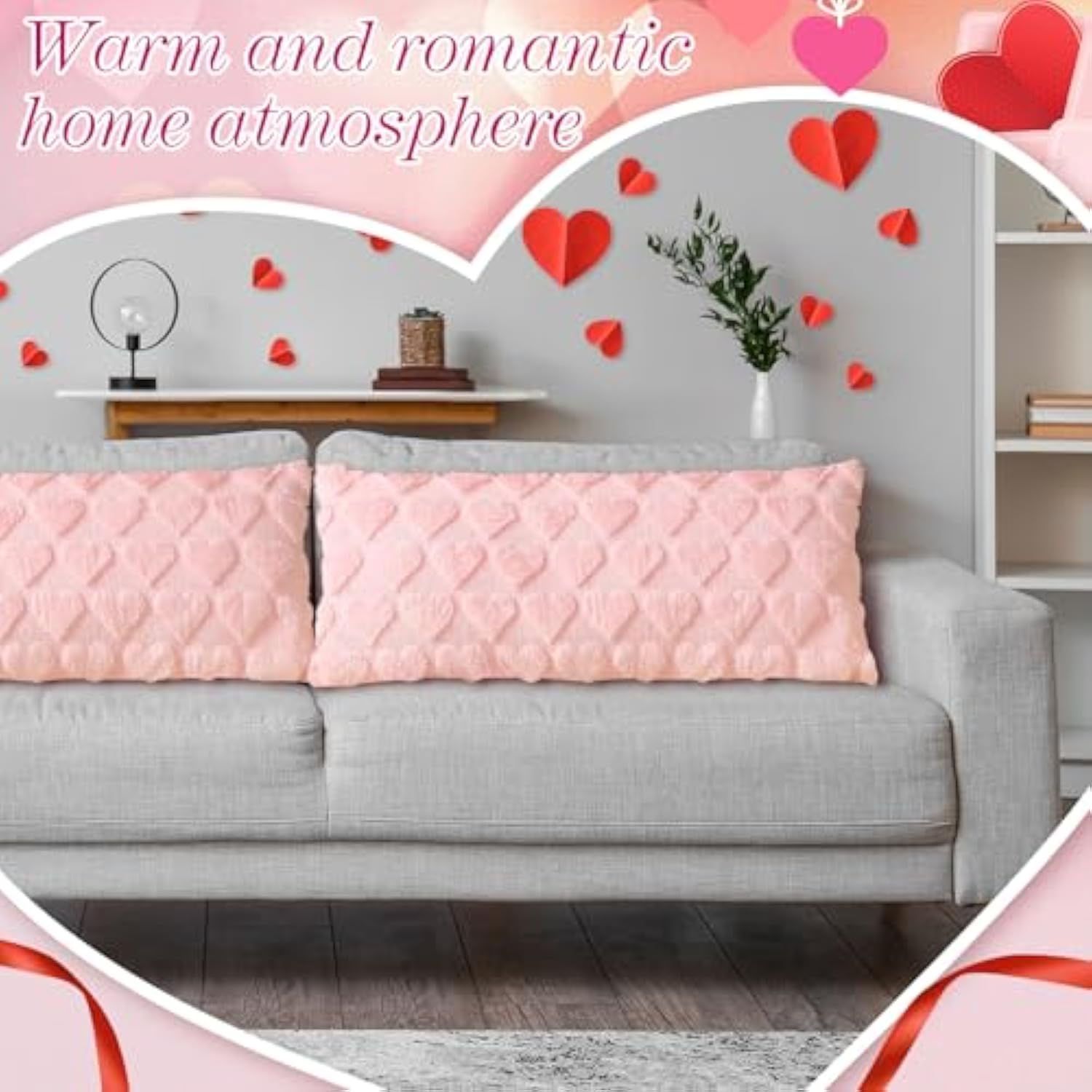 1 Pcs 14 X 36 Inch Mothers Day Long Pillows Covers, Gift For Mom Heart Love Throw Pillow Covers Decorative For Couch Sofa Home Bedroom Farmhouse (Pink)