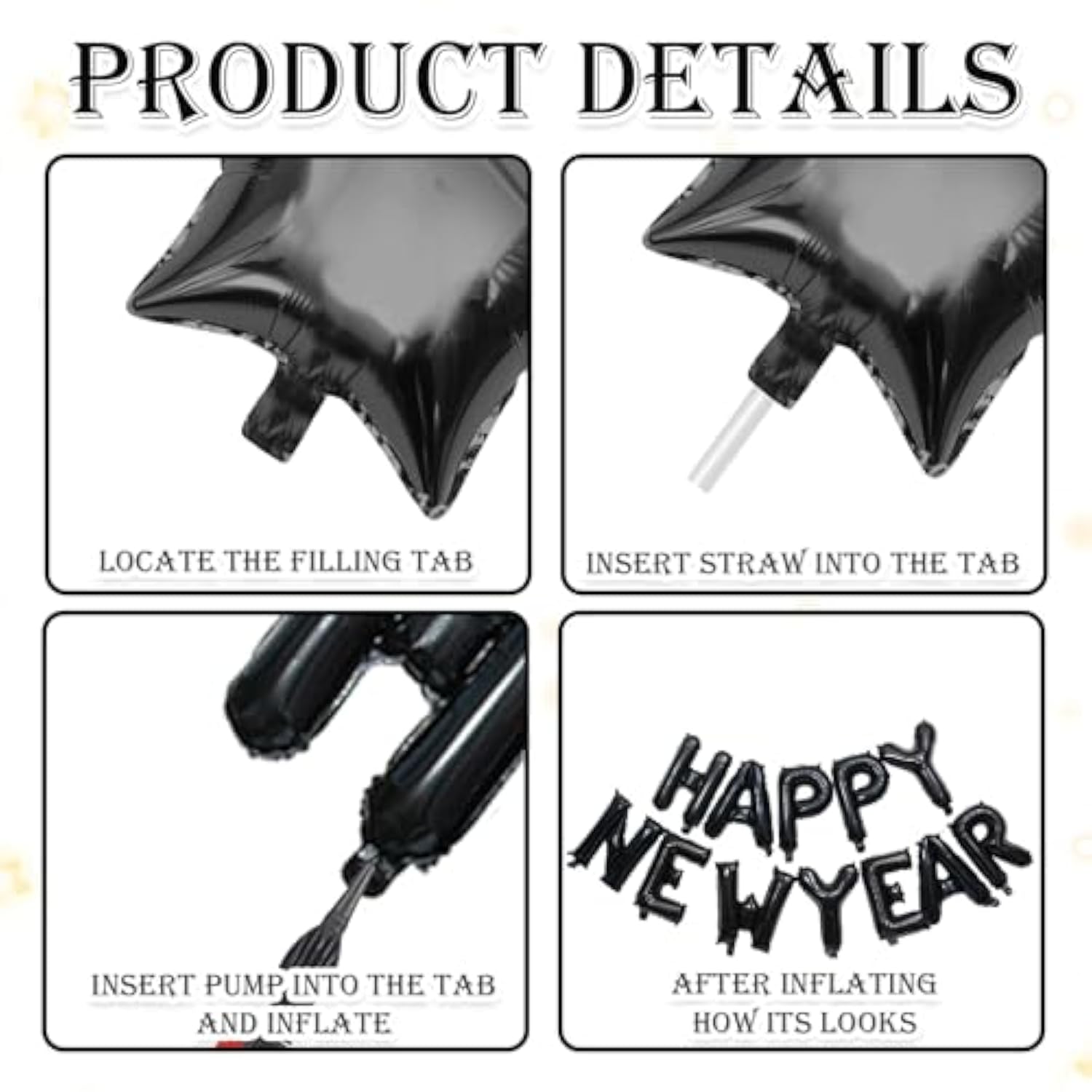 2026 Balloons Black New Year Party Supplies for Eve Celebration