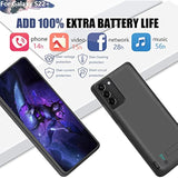Battery Case For Samsung Galaxy S22+ / S22 Plus, 5000Mah Rechargeable Extended Battery Charging Charger Case, Add 100% Extra Juice (6.6 Inches) Black