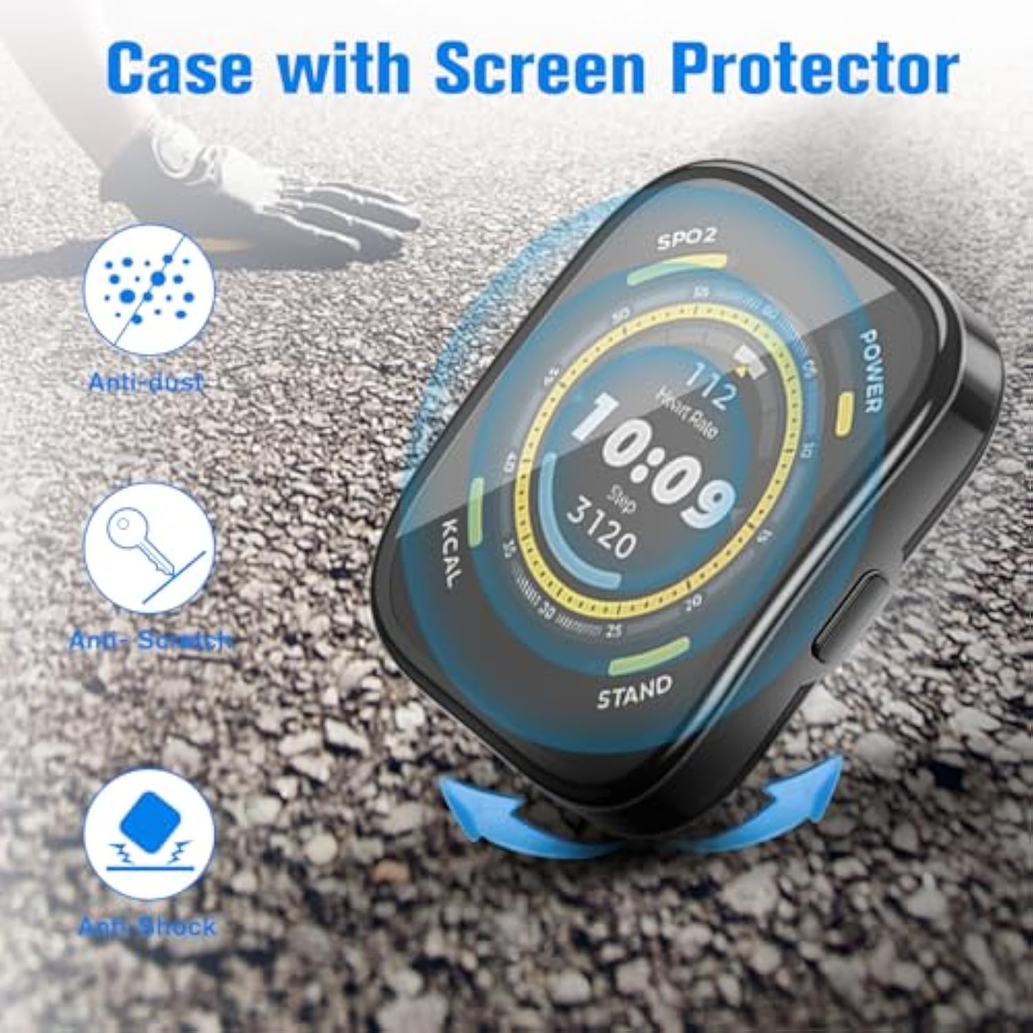 Fintie 3 Packs Screen Protector Case Compatible with Amazfit Bip 5, Soft TPU Plated Bumper Full Protective Cover Cases Scratch-Proof, Black/Rose Gold/Clear