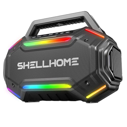 Bluetooth 6.0 Speakers Outdoor, 80W(Peak) Loud Speaker with Bass, 30H Playtime, IPX6 Waterproof, RGB Lights, BassUp 2.0, TWS, Portable Large Jobsite