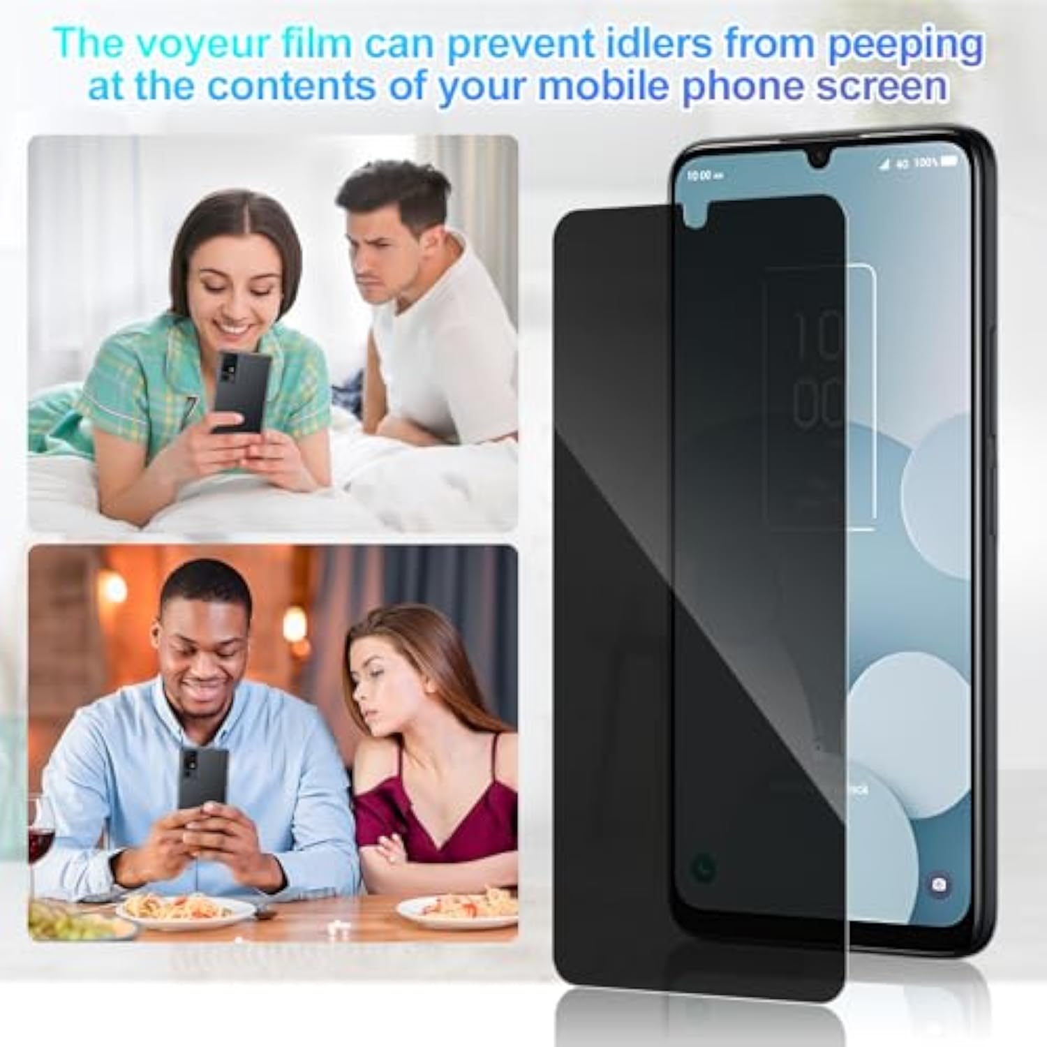 2 Pack Privacy Screen Protector For Tcl 40 Xl[Anti-Spy Tempered Glass], Ultra Hd, Anti-Scratch, Bubble-Free, Easy Install 9H Protective Glass For Tcl 40 Xl