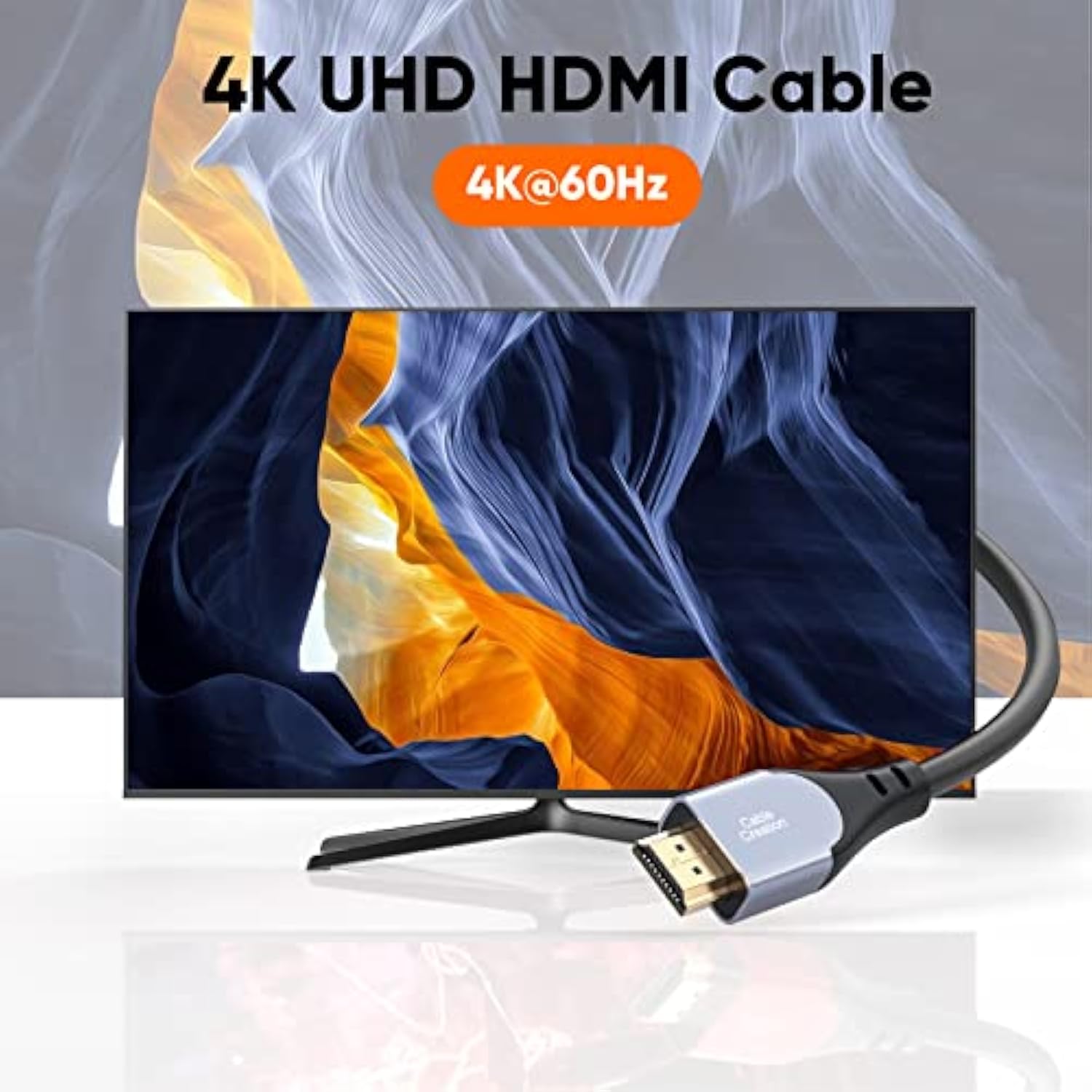 CableCreation HDMI Cable 4K@60Hz, 6ft Grey HDMI 4K Male to Male Cable, High-Sp