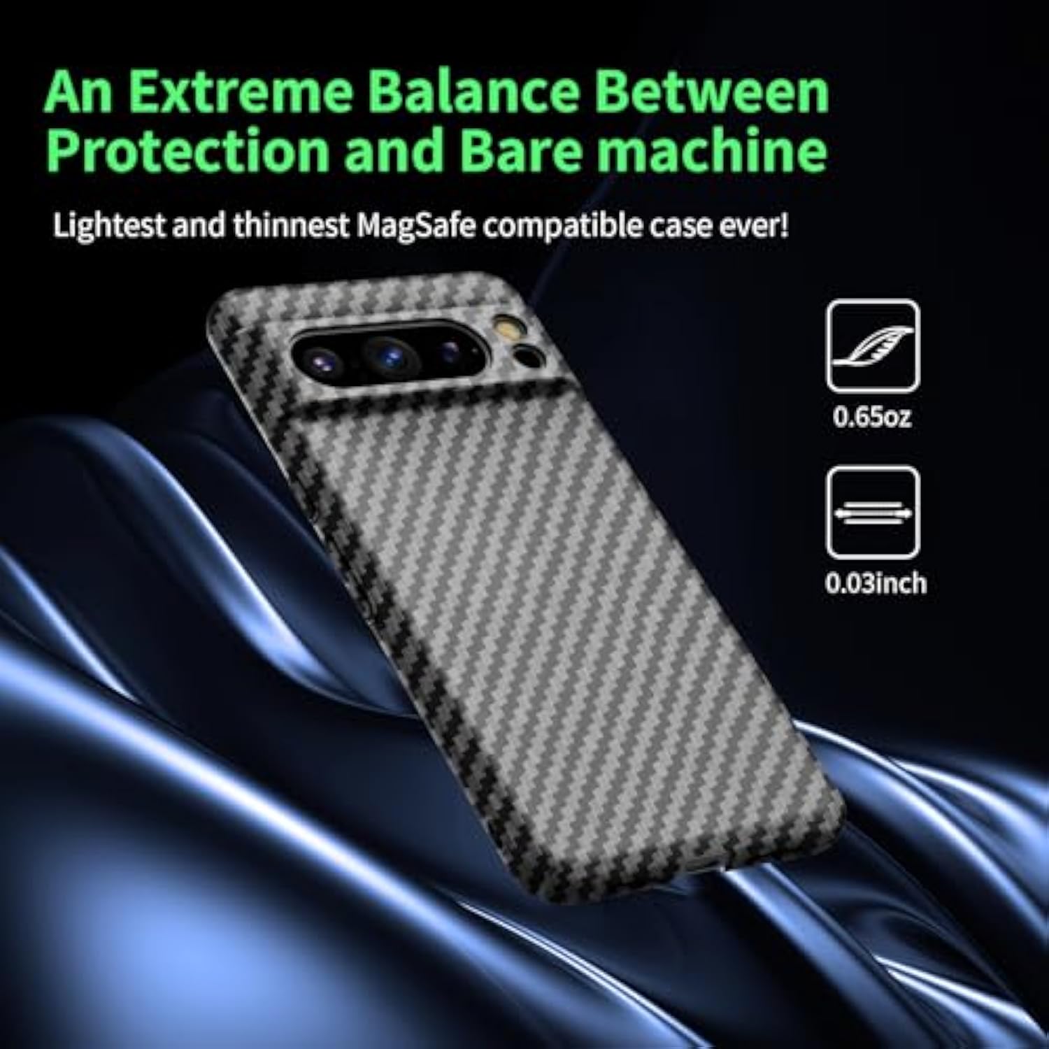 Magnetic Google Pixel 10 Pro Xl Case,Ultra-Thin Soft Touch Skin Carbon Fiber Bump Texture [Compatible With Pixelsnap/Magsafe],Slim Minimalist Lightweight Protective Matte Hard Cover-Black