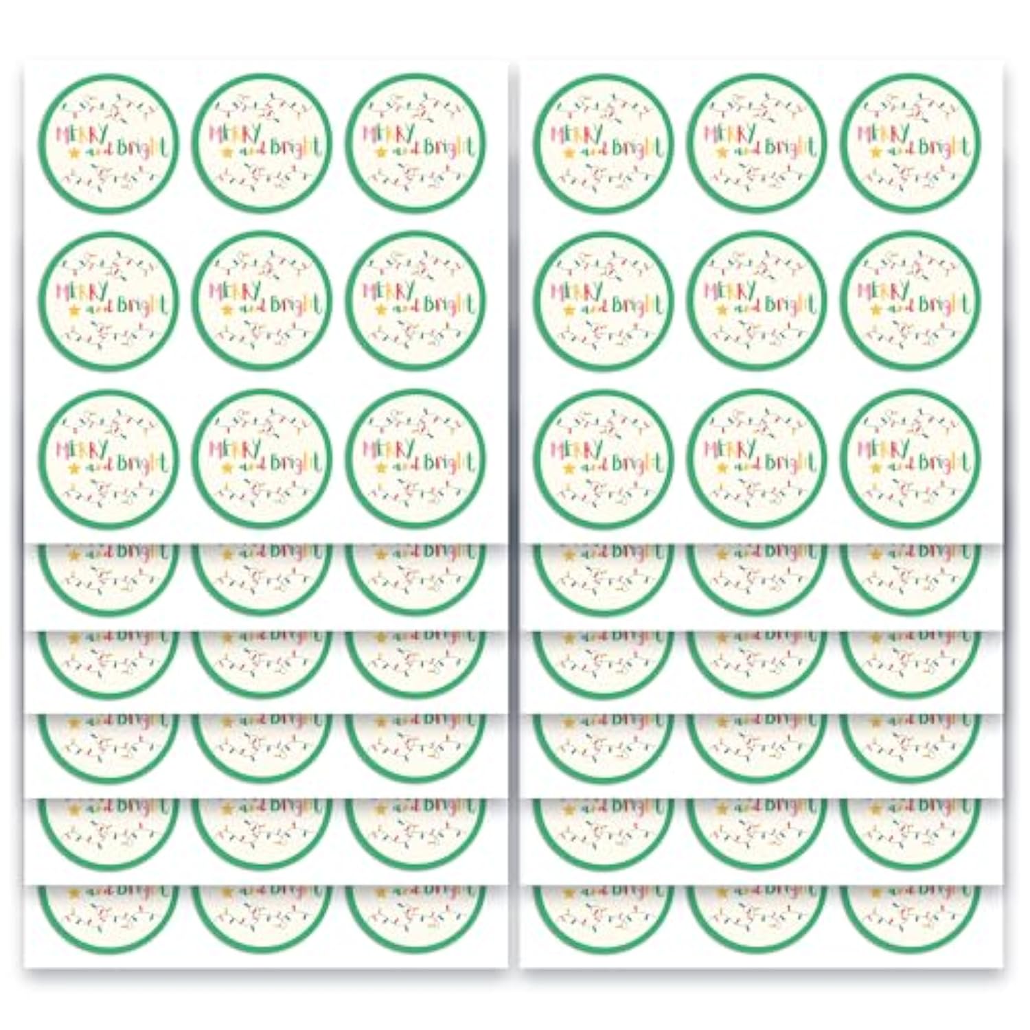 Merry And Bright Christmas Stickers | Christmas Envelope Seals | 1.4 Inch | Waterproof | Colorful Modern 135-Pack For Christmas Gifts, Holiday Stickers For Envelopes